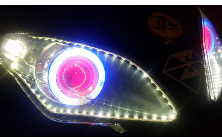Xe máy xenon ánh sáng 2.5 3 3.5 inch đôi ánh sáng ống kính thiên thần ma quỷ mắt xenon ánh sáng tái trang bị mắt cá đèn pha đèn xe lead