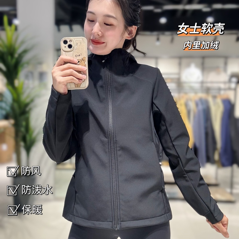 Mugaodi Autumn/Winter Women's Hooded Softshell Jacket Windproof Casual Fleece-Lined Jacket Zw24301012
