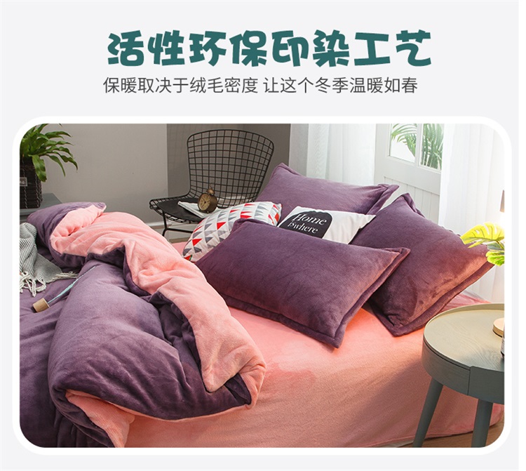 Dày lông cừu san hô ấm bốn mảnh giường mùa đông flannel quilt bao gồm hai mặt đơn giản tấm nhung Pháp chăn ga gối