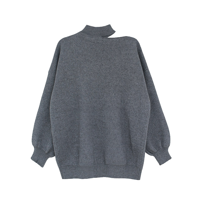 famous2019 autumn and winter new products carefully machine strapless loose mid-length thick section long-sleeved sweater jacket female