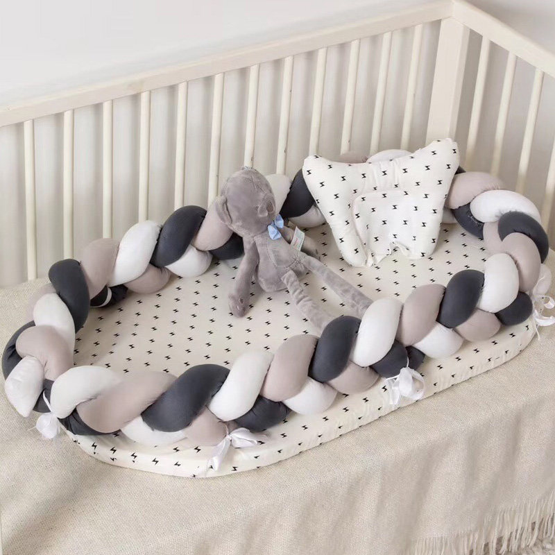 Whole cotton INS pigtail anti-press baby bed in portable baby bed knitting bed for newborn can feed