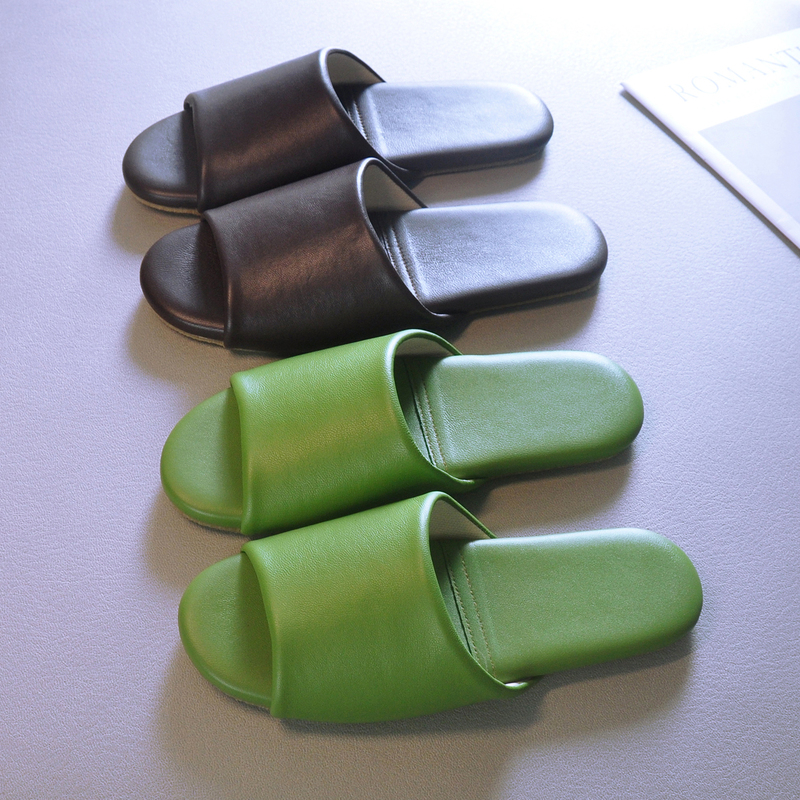 Sheepskin Slippers, High-End Home Leather Slippers, Summer Men's and Women's Models, Couples' Home Indoor Slippers, Non-Slip and Silent with Rubber Soles