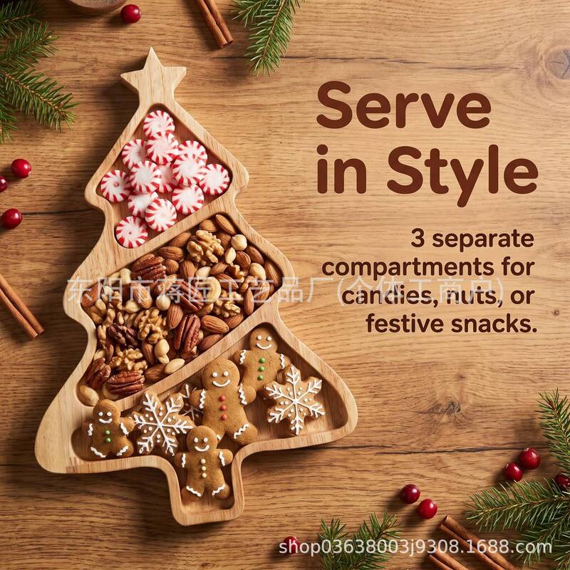 Wooden Christmas Crafts, Christmas Tree and Reindeer Shaped Trays, Holiday Dessert Display, Tabletop Decoration, Storage Tray