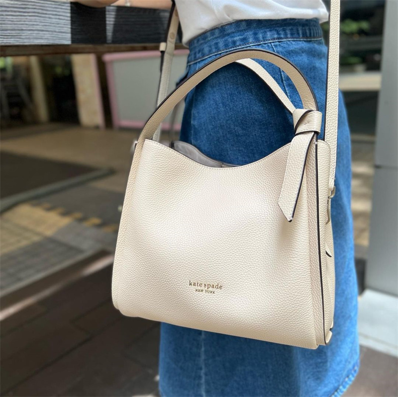 Kate Spade Medium Knott Lace-Up Multi-Compartment Zippered Leather Handbag Crossbody Tote Bag