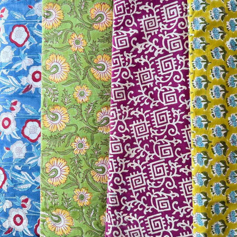 Indian Hand-Carved and Printed Plant-Dyed Long-Staple Cotton Floral Fabric for Home Textiles, Clothing, and Bags【16】