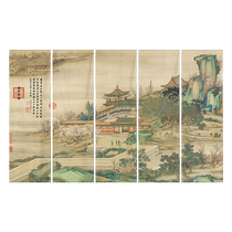 Chinese retro famous painting background cloth teahouse courtyard wall decoration cloth atmosphere hanging cloth camping style interior decoration