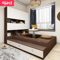 Easy-to-construct tatami bed with lifting Taipei European study bookcase combination Modern simple multi-function stepping rice customization