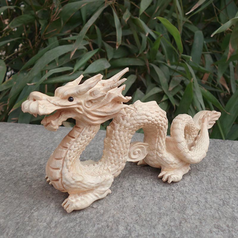 Peach wood dragon pendulum pieces handicraft Merchants Town house wood small car wood carvings belonging to Long-shaped decoration Qinglong Sheng Xiao Long 