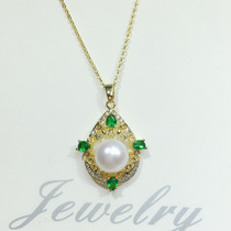 s925 sterling silver gift retro green freshwater pearl pendant pearl necklace real gold color-preserving pearl jewelry internet celebrity direct