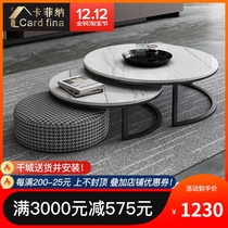 Light luxury Rock Board coffee table marble round coffee table modern simple small apartment living room coffee table TV cabinet combination