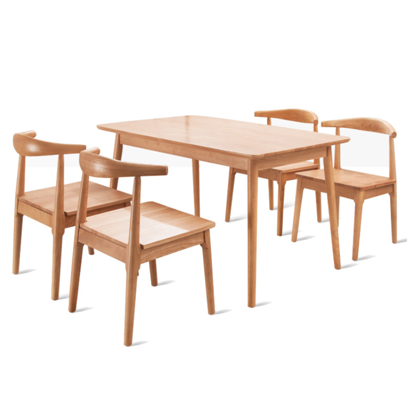 Nordic all solid wood dining table simple modern dining table and chair combination small apartment household rectangular log table dining table