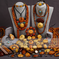 Old beeswax amber blood amber blue amber raw stone bracelet bracelet ring men and women live broadcast single bead-pendant