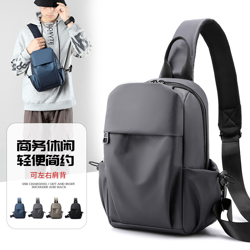 New men's chest bag casual shoulder messenger bag waterproof commuter large-capacity tide brand IPAD10 inch flat backpack