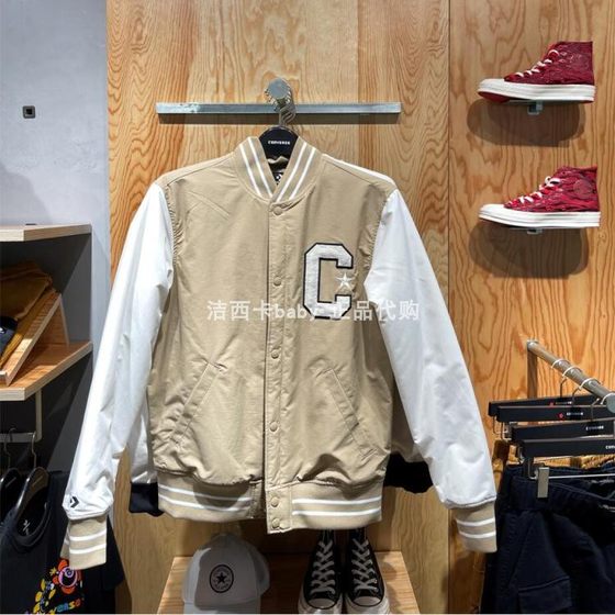 Authentic Converse 2022 spring men's and women's baseball uniforms stand-up collar patchwork jacket 10024655-A01-A03