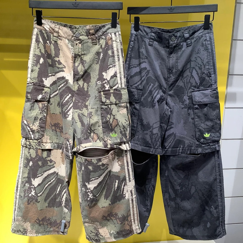Authentic Adidas Trefoil Men's and Women's Sports Trendy Detachable Camouflage Wide-Leg Pants Kd2253 Kd2254