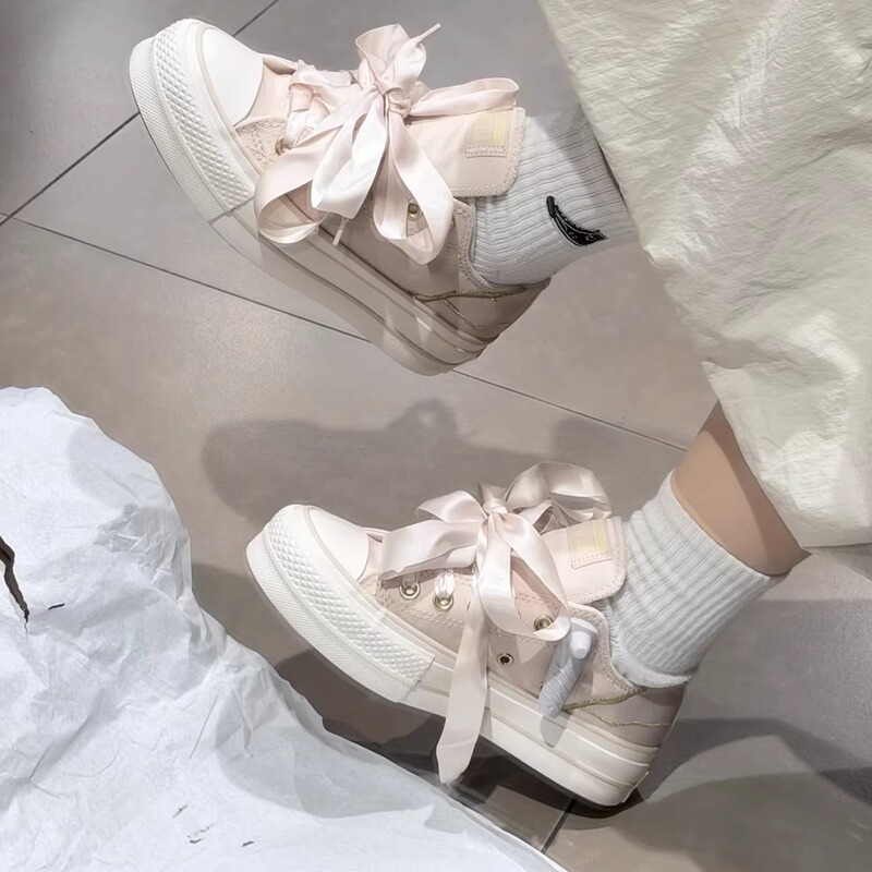 Authentic Converse Allstarlift Four Seasons Flower Arrangement Women's Thick-Soled Chrysanthemum Casual Sneakers A14213C