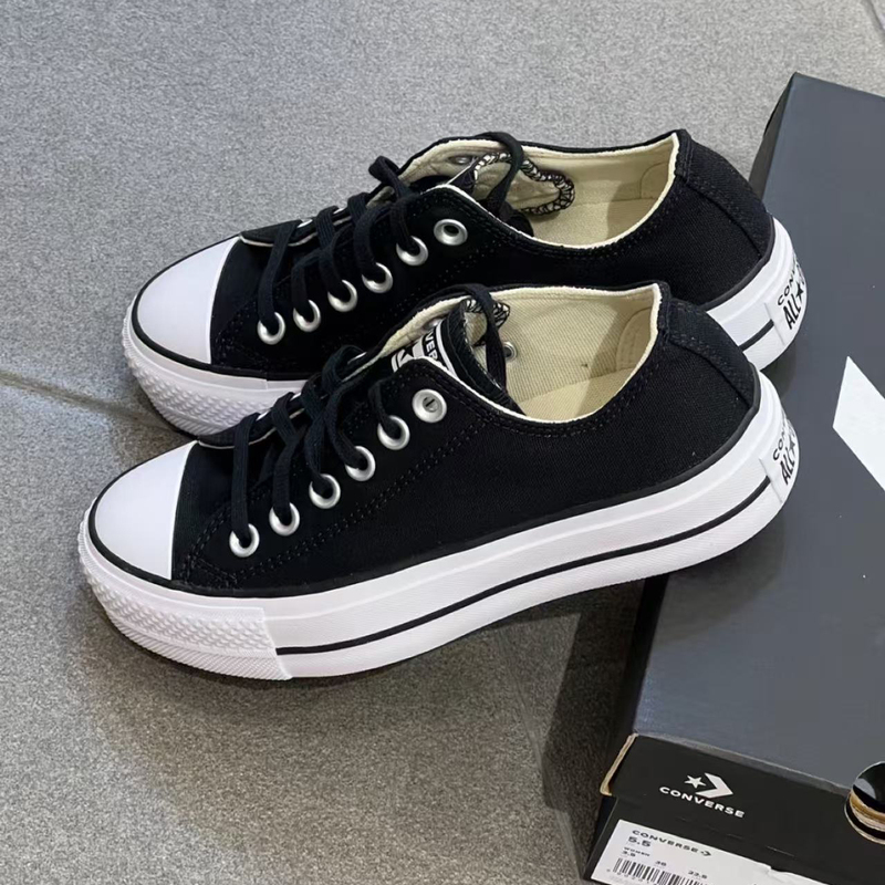 Authentic Converse Allstar Lift Black Thick-Soled Height-Increasing Low-Top Canvas Shoes 560250C