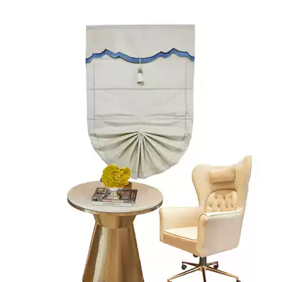 Roman curtain curtain American light luxury pure color flannel fan curtain dining room bedroom bay window European partition pull curtain