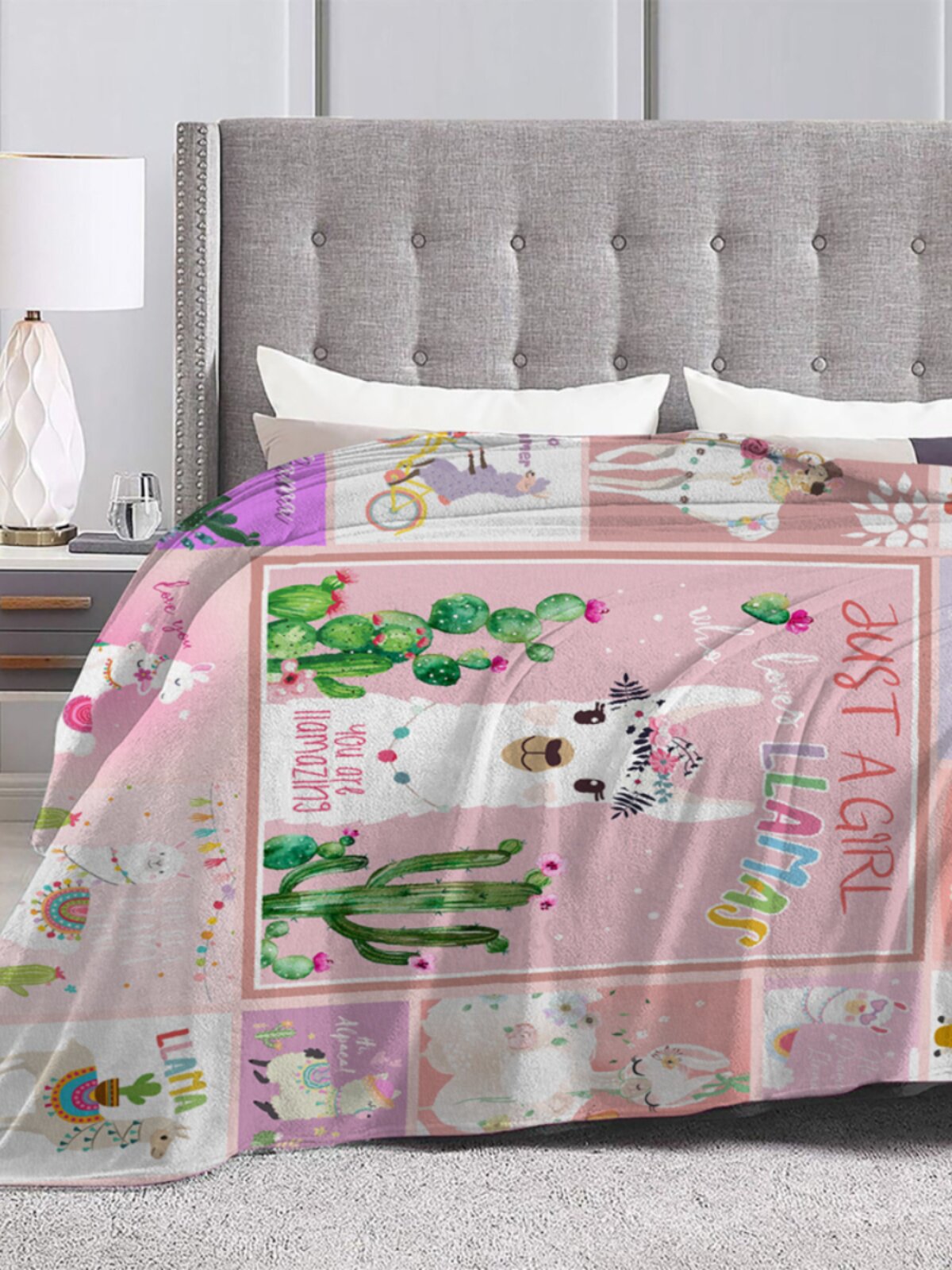 Children's cute alpaca cactus blanket is soft and comfortable, suitable for children and adults sofa bed air conditioning blanket