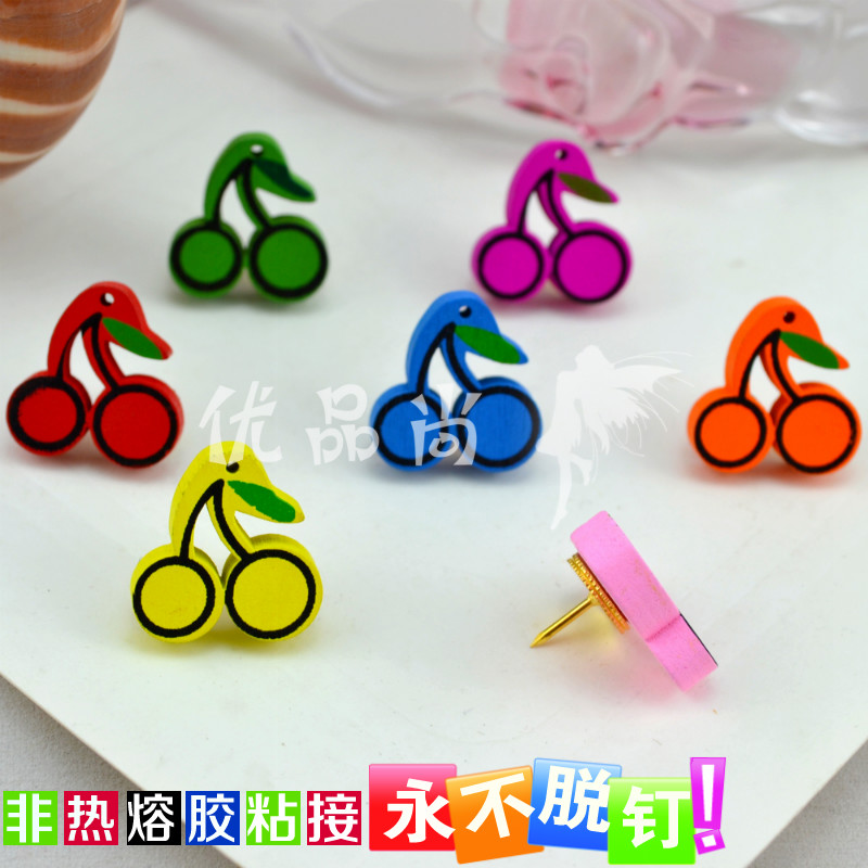 7-color 7-grain wooden cherry press nails can be nailed to the wall wall nails creative color I-shaped cork nails thumbtacks
