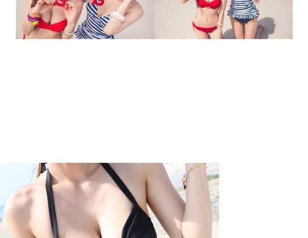 Phiên bản Hàn Quốc của tấm thép tập hợp size ngực nữ màu đỏ đen bikini nữ đồ bơi Vito nóng bỏng mới áo tắm kín đáo