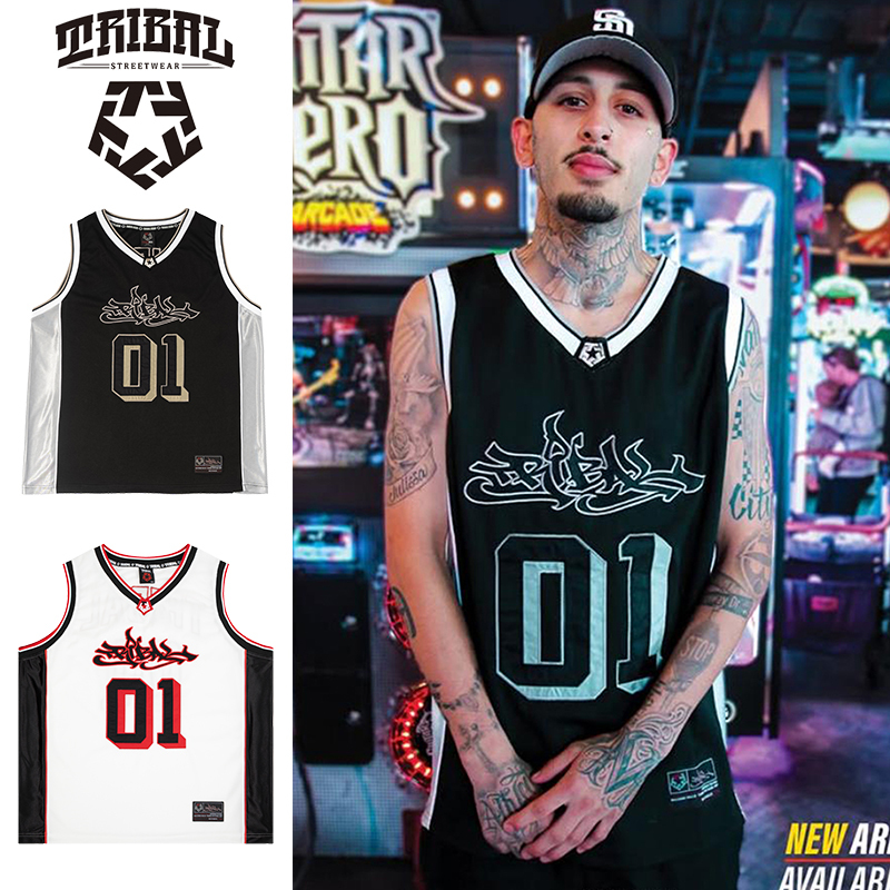 Tribal American Hip-Hop Graffiti Embroidery Street Dance Skateboard Bboy Classic Replica Sports Basketball Mesh Vest Tribal American Hip-Hop Graffiti Embroidery Street Dance Skateboard Bboy Classic Replica Sports Basketball Mesh Vest