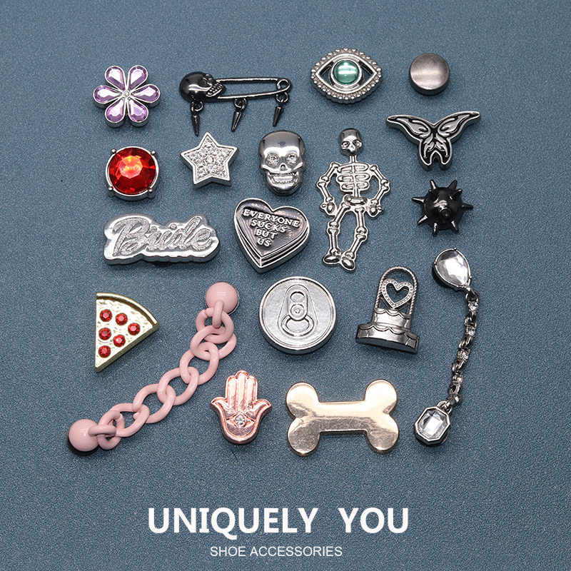Crocs Shoe Accessories Shoe Charms Suitable for Crocs Shoes Decorative 3D Accessories Shoe Buckles Metallic Texture DIY Set