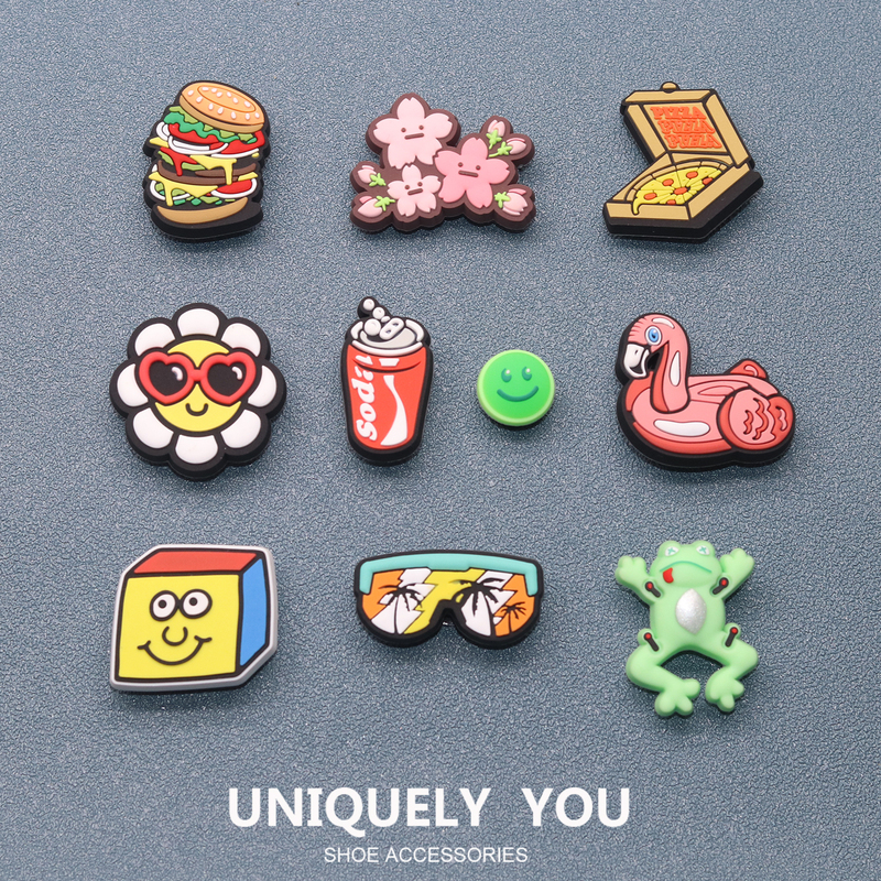 New Crocs Shoe Charms Suitable for Crocs Shoes, Decorative Accessories, DIY Accessories, Cartoon Hamburger Combination Shoe Buckle