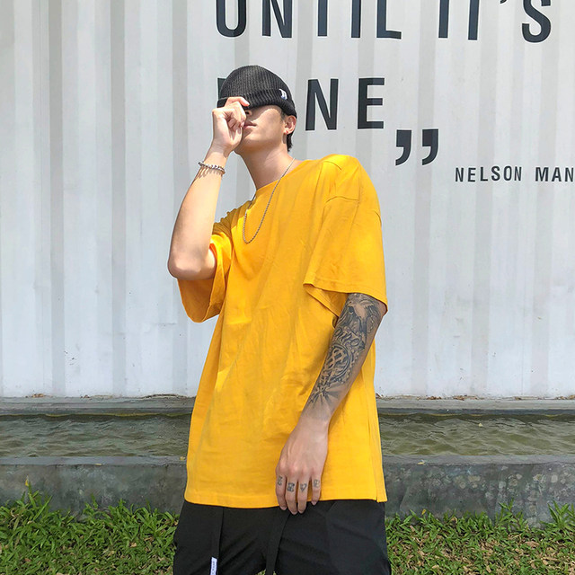 Summer original pure cotton versatile loose round neck bottoming shirt solid color short-sleeved men's casual niche t-shirt trendy brandy