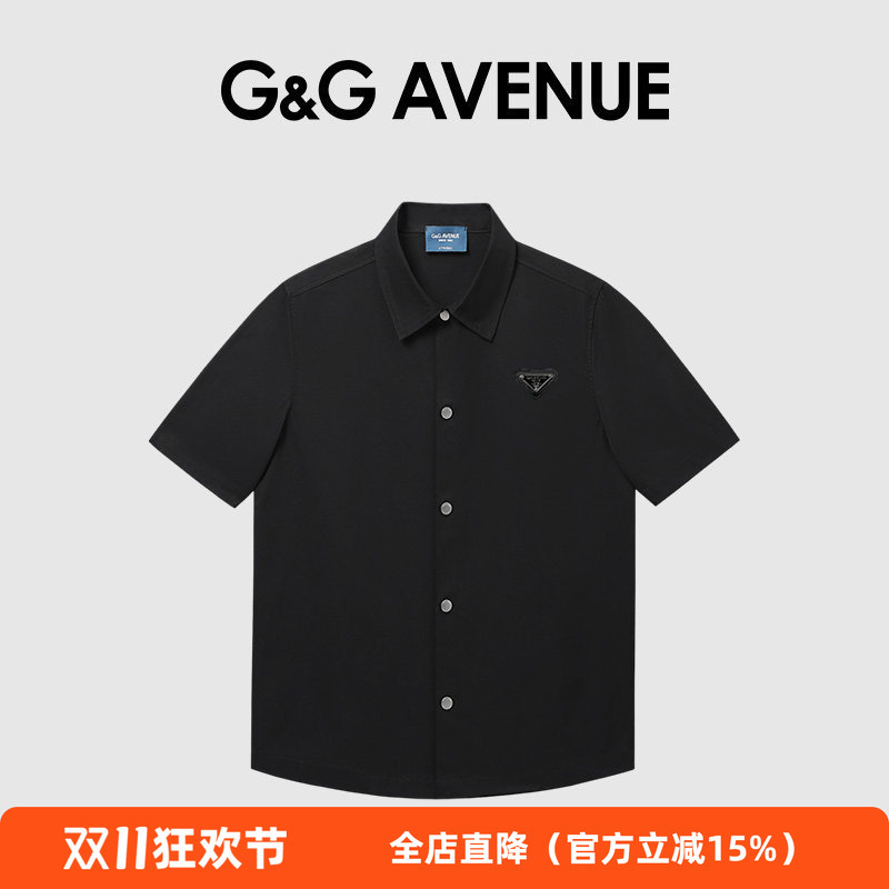 G&G Avenue Light Luxury Trendy Brand Summer Lapel Short-Sleeved Shirt for Men 2026 New Black Versatile Casual Shirt G&G Avenue Light Luxury Trendy Brand Summer Lapel Short-Sleeved Shirt for Men 2026 New Black Versatile Casual Shirt