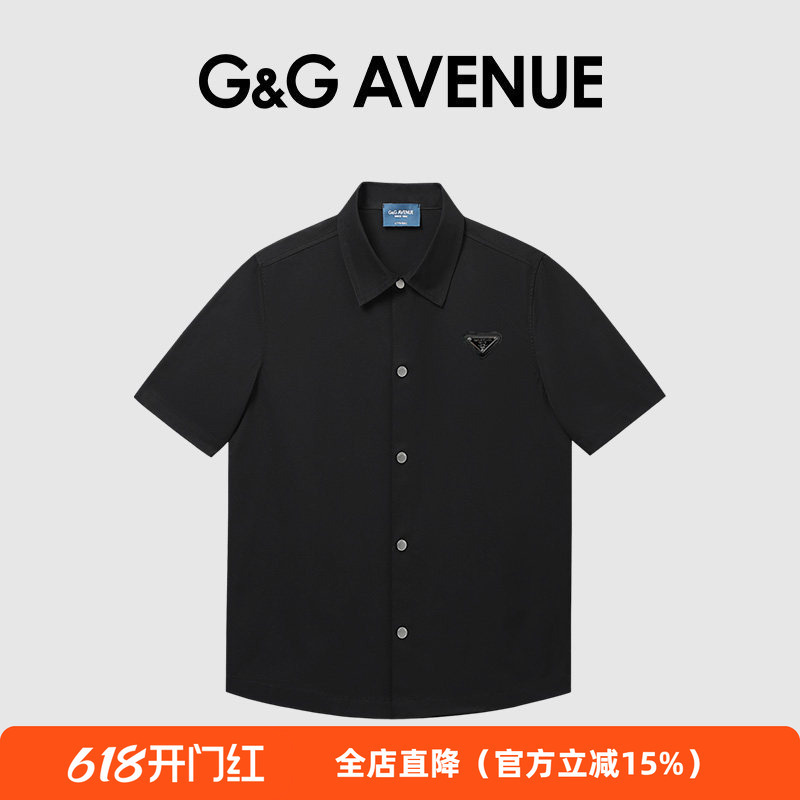 G&G Avenue Light Luxury Trendy Brand Summer Lapel Short-Sleeved Shirt for Men 2026 New Black Versatile Casual Shirt G&G Avenue Light Luxury Trendy Brand Summer Lapel Short-Sleeved Shirt for Men 2026 New Black Versatile Casual Shirt