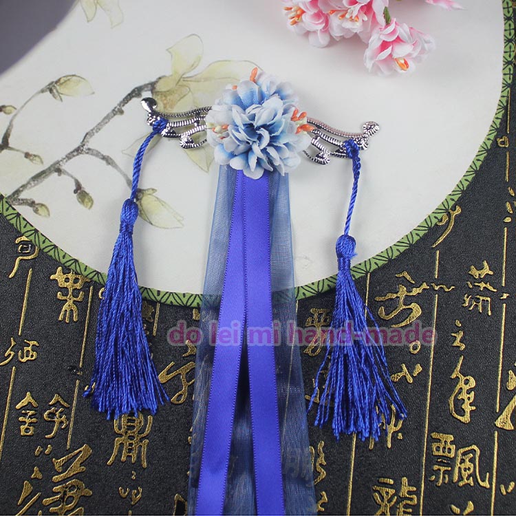 古风 古装 绢花 cos ruy băng dài ruy băng phụ kiện tóc kẹp tóc ngã ba hiệu suất đầu trang sức phụ kiện tóc gần đây