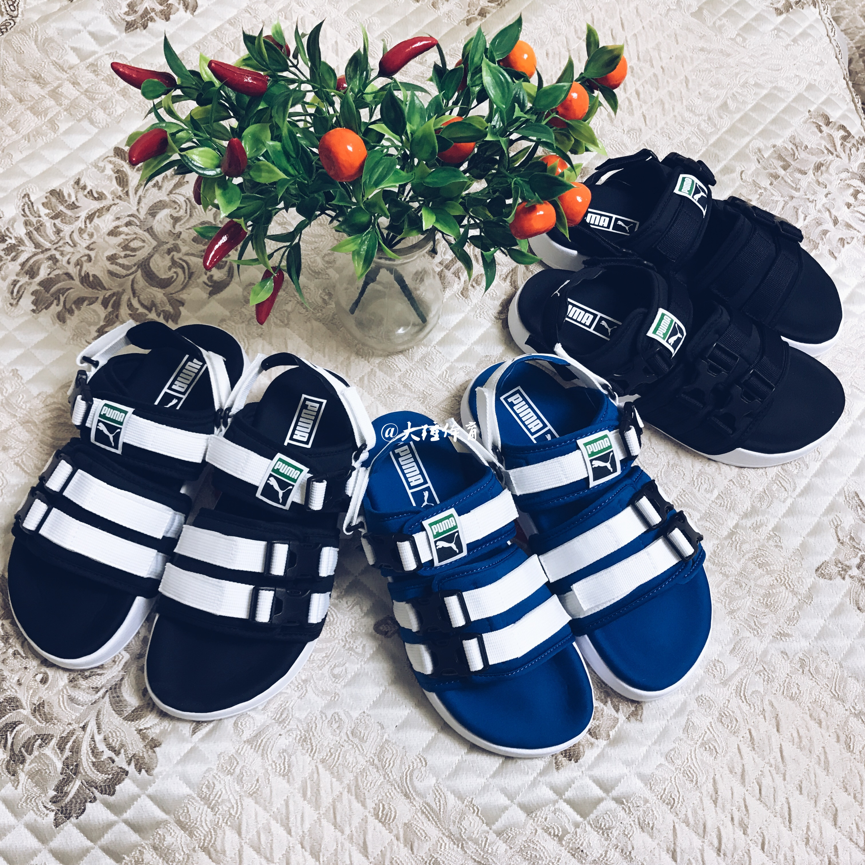 PUMA Hummer 18 mùa hè mới nam giới và phụ nữ Velcro thở dày dưới thể thao bãi biển dép 365630 01 02 dép sandal nam nữ