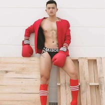 (Three pieces) mens underwear back hollow sexy low waist U convex bag double thong cotton pants