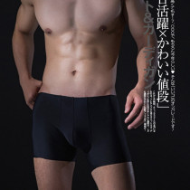 (Two pieces) mens four corner underwear Ice Silk smooth seamless ultra-thin breathable large size Middle waist Japanese boxer pants