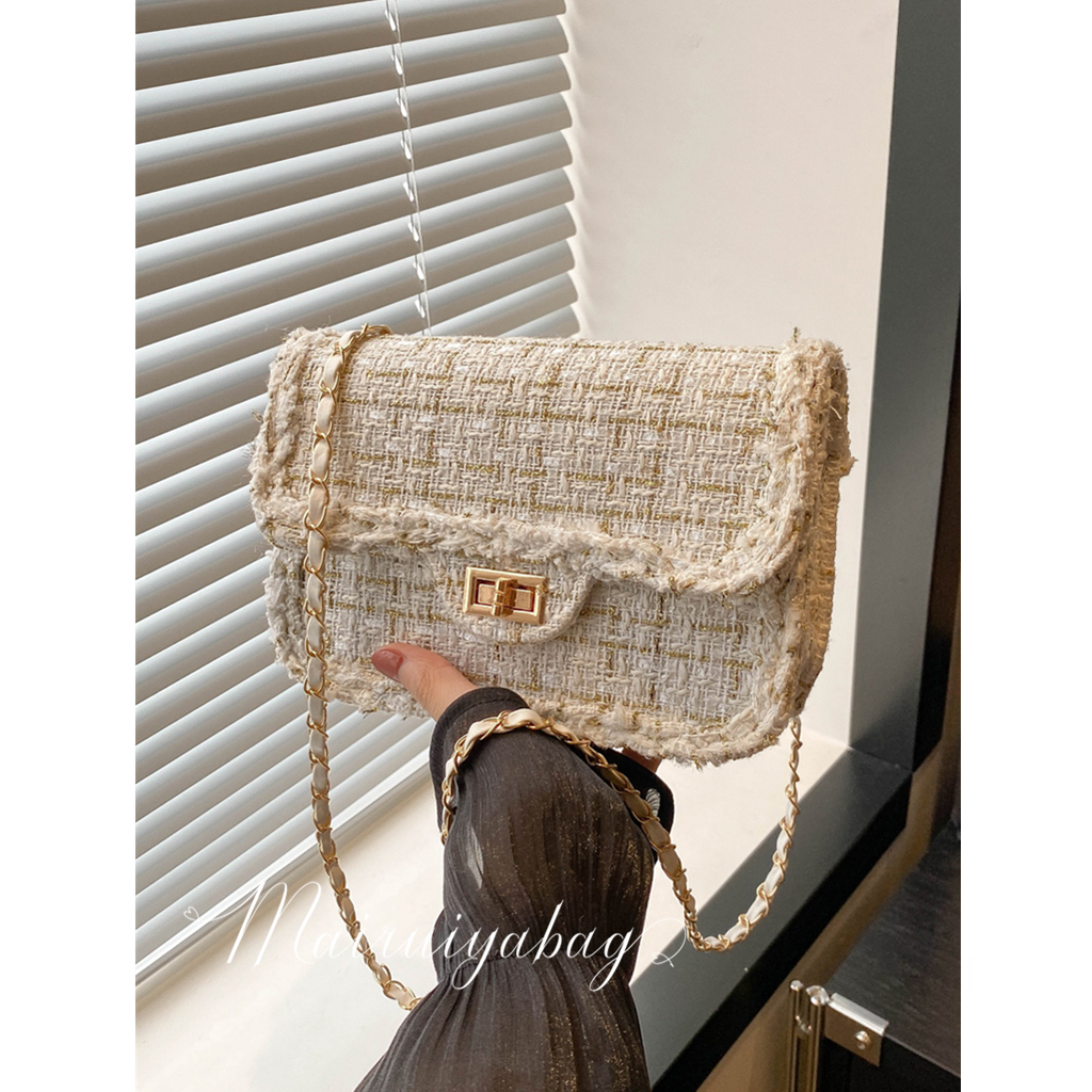 Шерстяная маленькая ароматическая цепочка, маленькая квадратная сумка, женская новинка 2025 года, модная высококачественная сумка подмышками на одно плечо, сумка-мессенджер в западном стиле