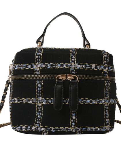 迷你小包包女2023秋冬新款时尚呢子单肩小方包爆款链条斜挎水桶包