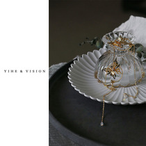 YIHE original design (Yingge butterfly dance)Metal crystal butterfly element modified face shape long drop earrings