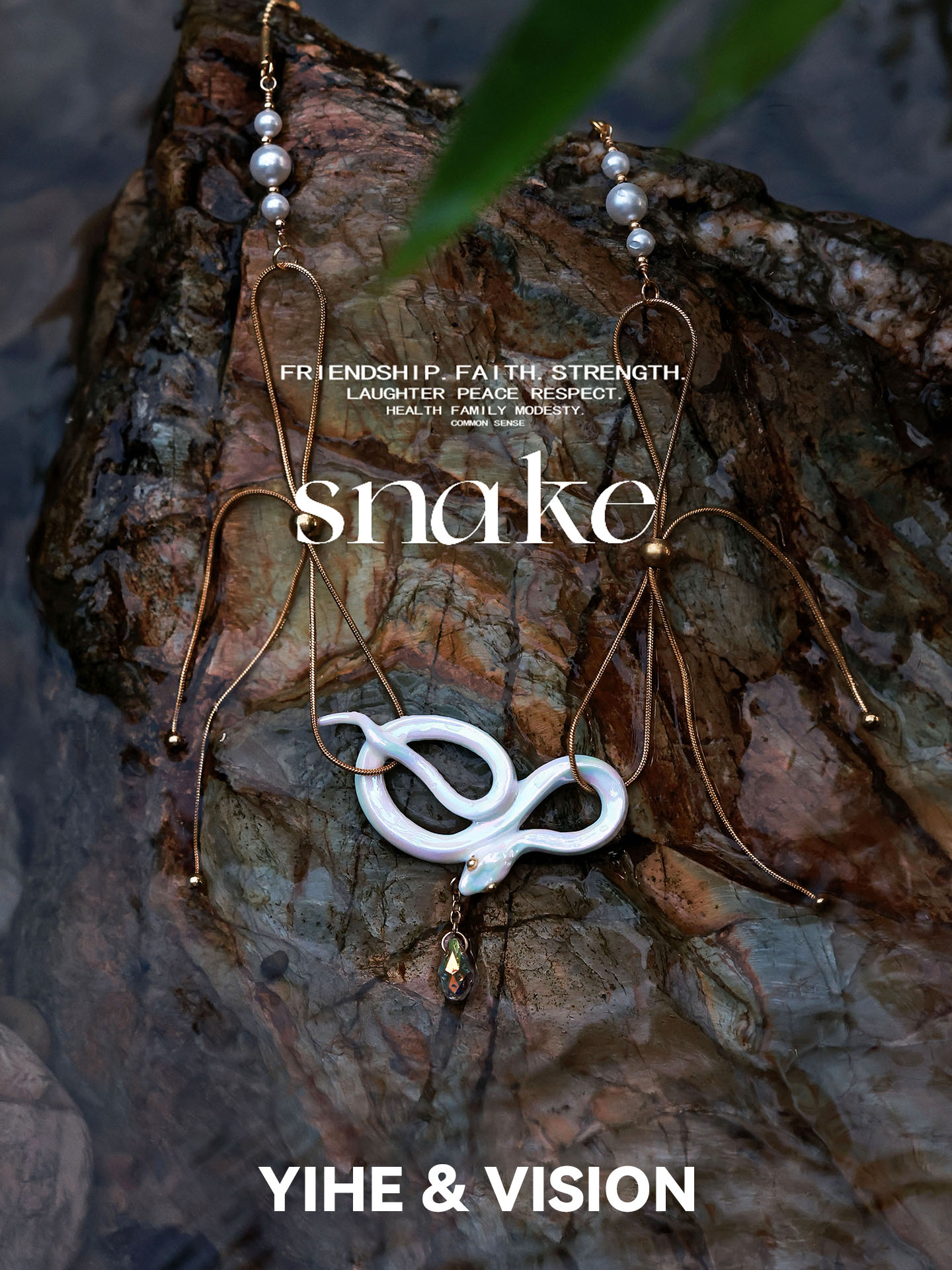 YIHE original design floating white snake Jingdezhen new Chinese style white snake colorful light ceramic necklace