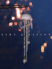 YIHE original design jellyfish sparkling personality ceramic crystal natural pearl long earrings
