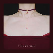 YIHE original design (Versailles Rose)Wild sexy vintage burgundy rose berry choker