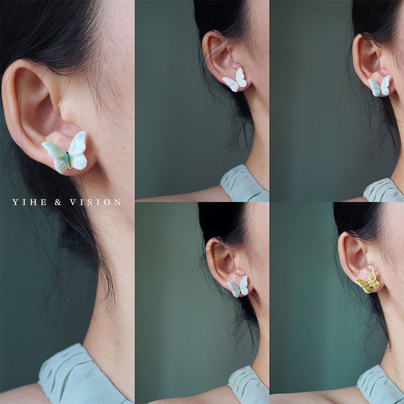 Shell Butterfly Earrings Women's Niche Design Women's Earrings 2024 New High-end Cool Fairy Earrings