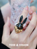 YIHE Yihe original design Golden Rabbit Black Rabbit niche dark tone gentlemanly ceramic open ring