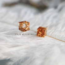 YIHE multi-modeling temperament geometric Meow Mi warm tone gold leaf 925 sterling silver stud earrings jewelry