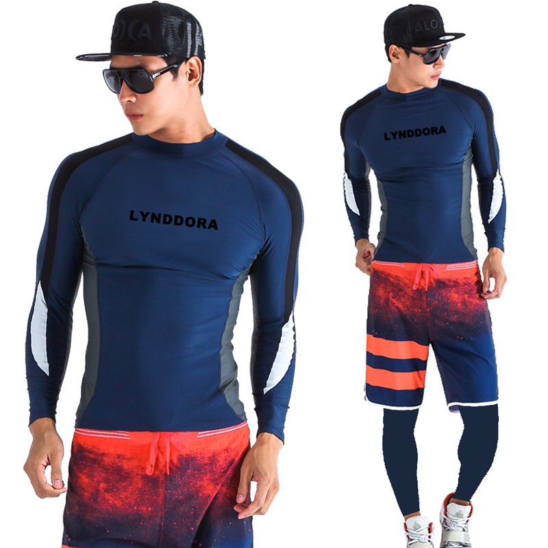 Swimsuit men professional fast dry large size diving suit swimsuit long sleeve tops sunscreen suit
