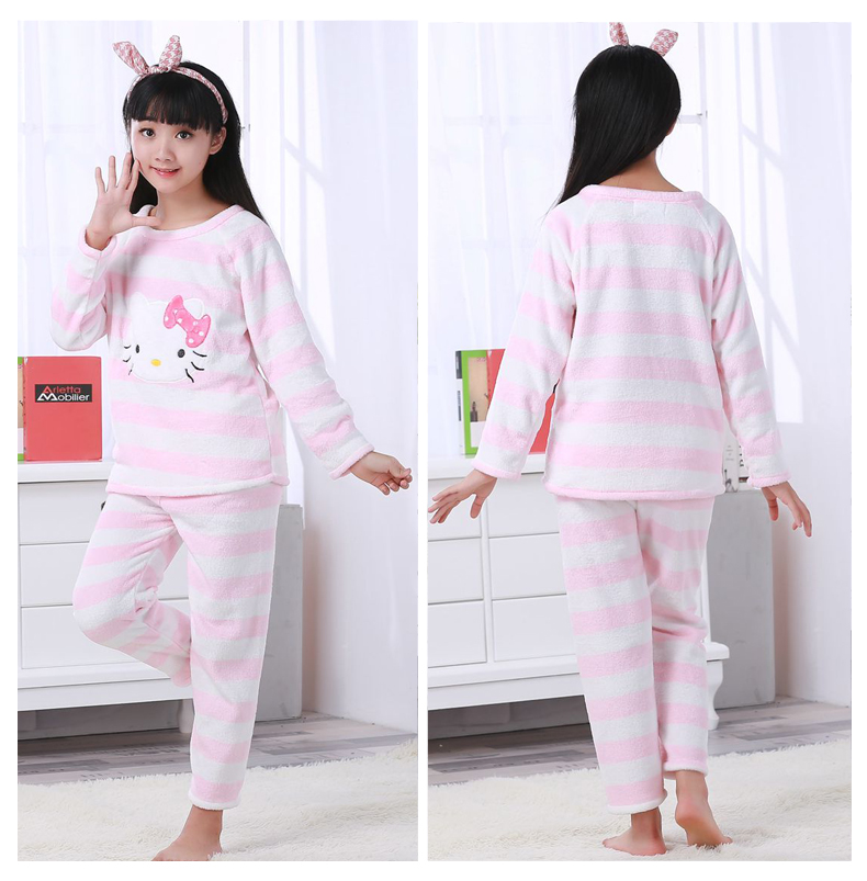 Đồ ngủ trẻ em bé trai mùa thu và mùa đông dày flannel cô gái lớn trẻ em trẻ em san hô lông cừu dịch vụ nhà đồ lót nam cao cấp