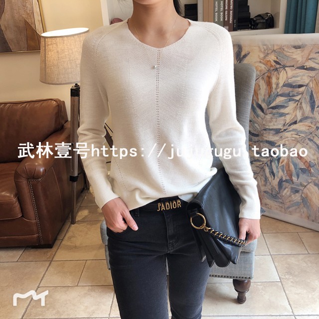 Cổ tích dịu dàng nhỏ cổ chữ V khí chất hoang dã dài tay đẹp nô lệ áo len cách kết hợp áo len cổ tim