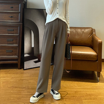 Outer M single high-end Korean version with high waist straight cylinder Western suit pants female spring fall feeling resistant to wrinkled broadlegs and pants small