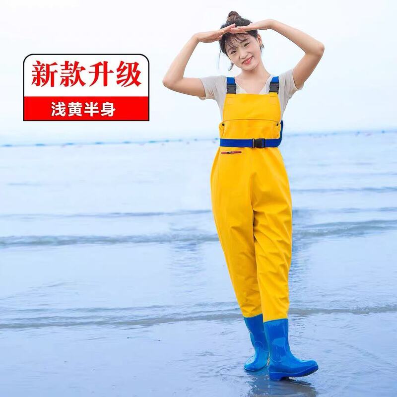 One-Piece Waders with Suspenders, Farming Raincoat Set, Half-Body Rain Pants, Full-Body Leather Waders, Women's Waders