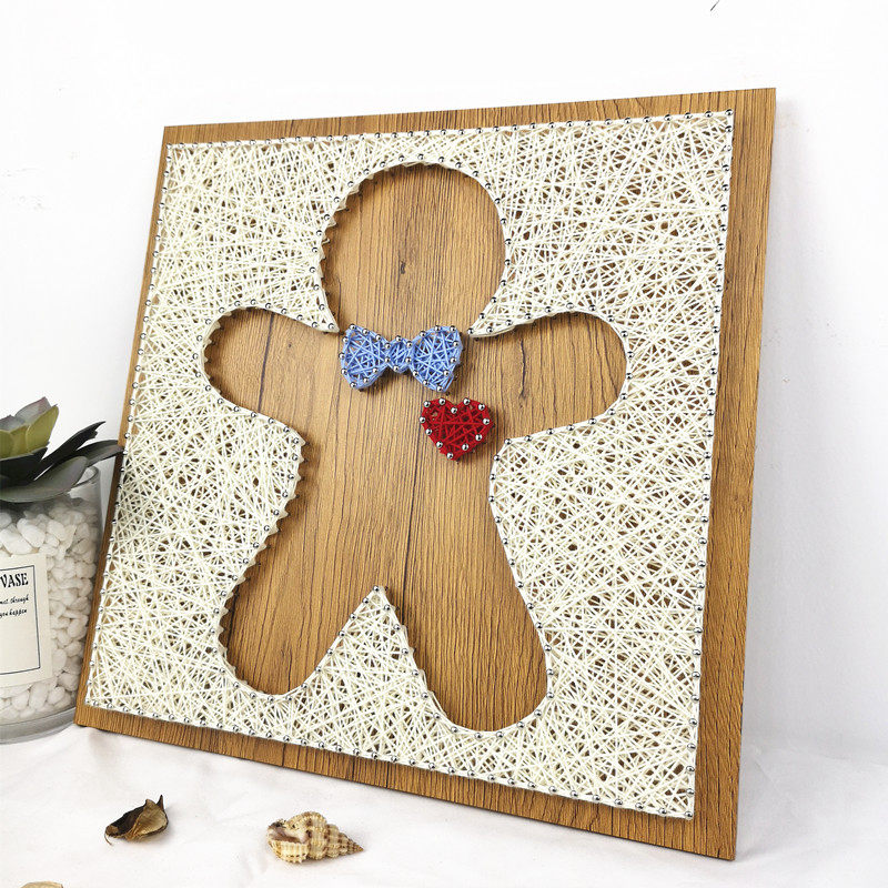 The Love Cuddle Nordic Yarn Painting Solid Nail Winding Painting Diy Handmade Material Table Swing Piece Gift Decoration Painting